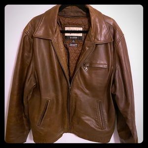 M Julian Wilson’s leather Thinsulate brown jacket